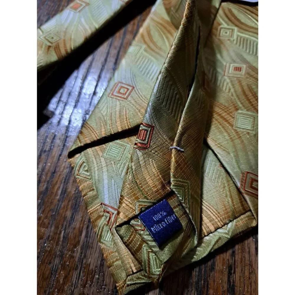 New Pierre Pacha Handmade Gold Orange Mens Dress Neck Tie